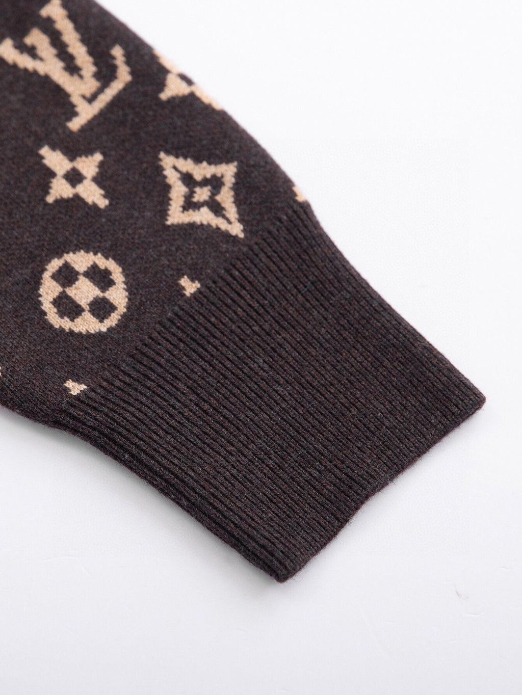 Louis Vuitton Monogram Signature Knit Sweater — Brown / Beige — detail view