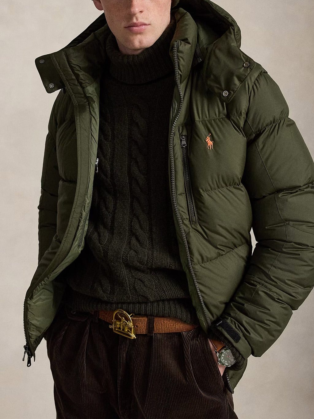 Polo Ralph Lauren Gorham Matte Down Jacket — Company Olive — product view 2