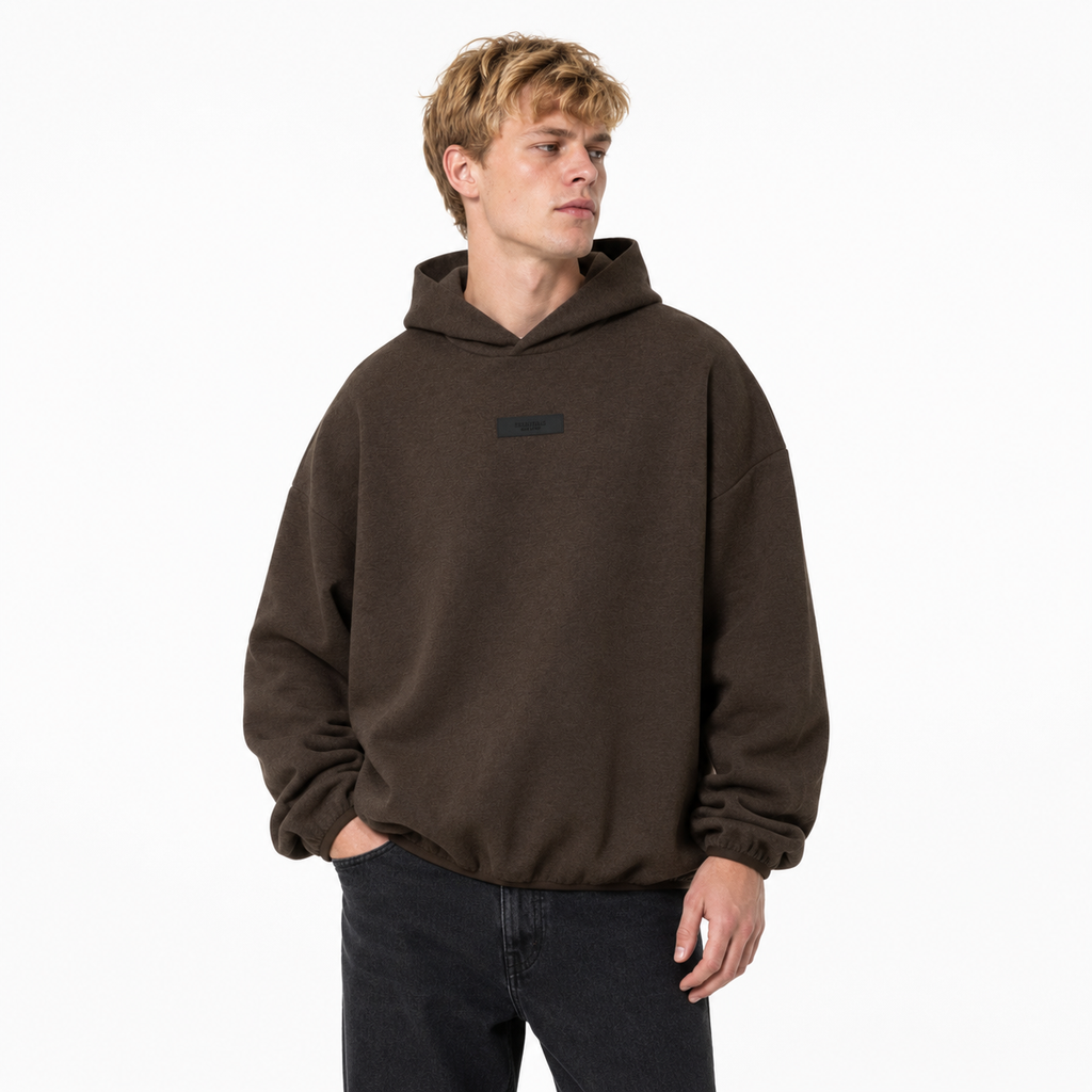 ESSENTIALS SS24 CORE COLLECTION HOODIE — HEATHER WOOD — view 3