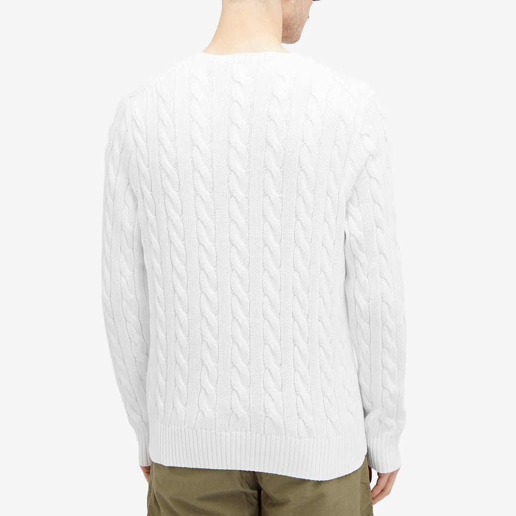 Polo Ralph Lauren Cable Crewneck Sweater — White — back styled view