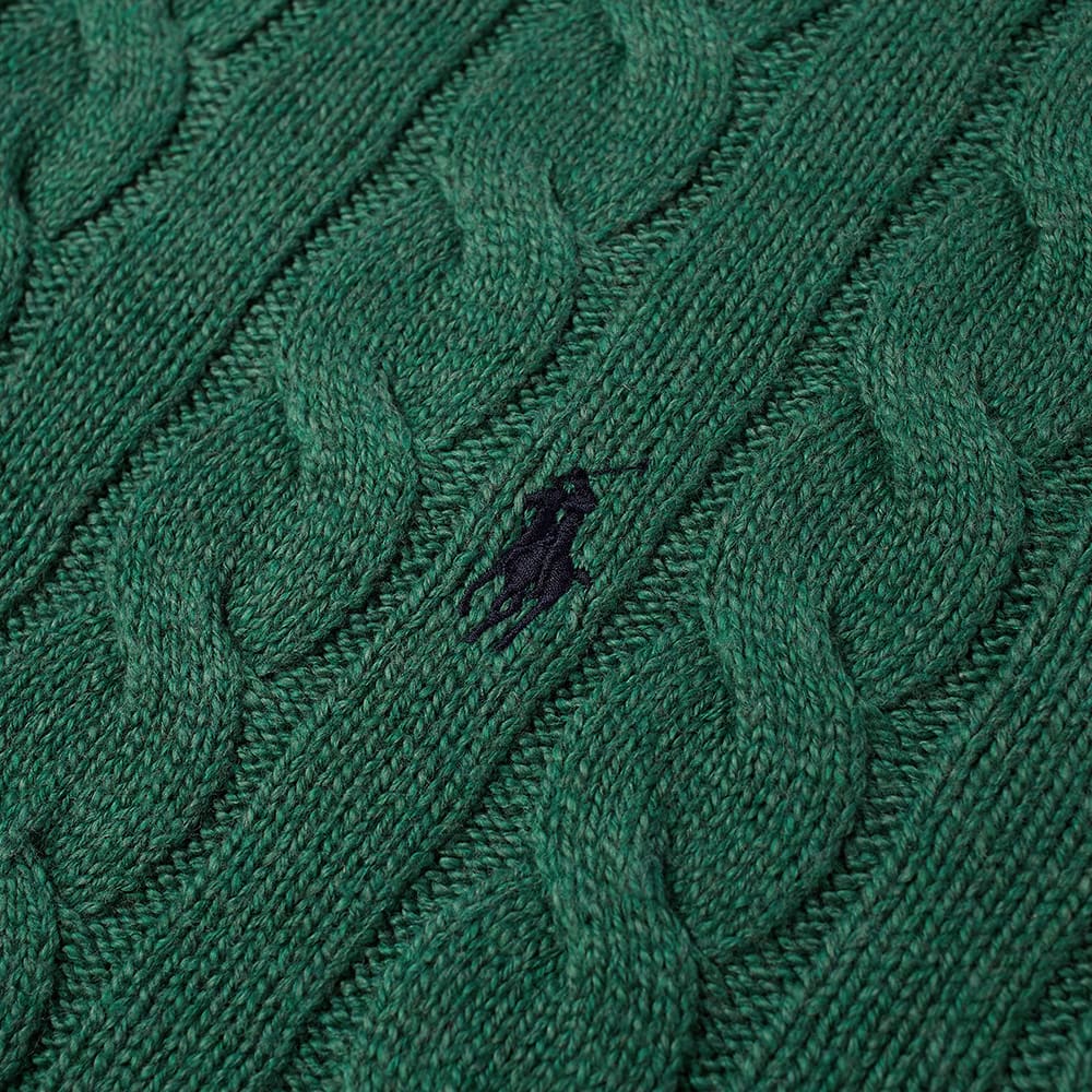 Polo Ralph Lauren Cable Crewneck Sweater — Verano Green Heather — logo detail