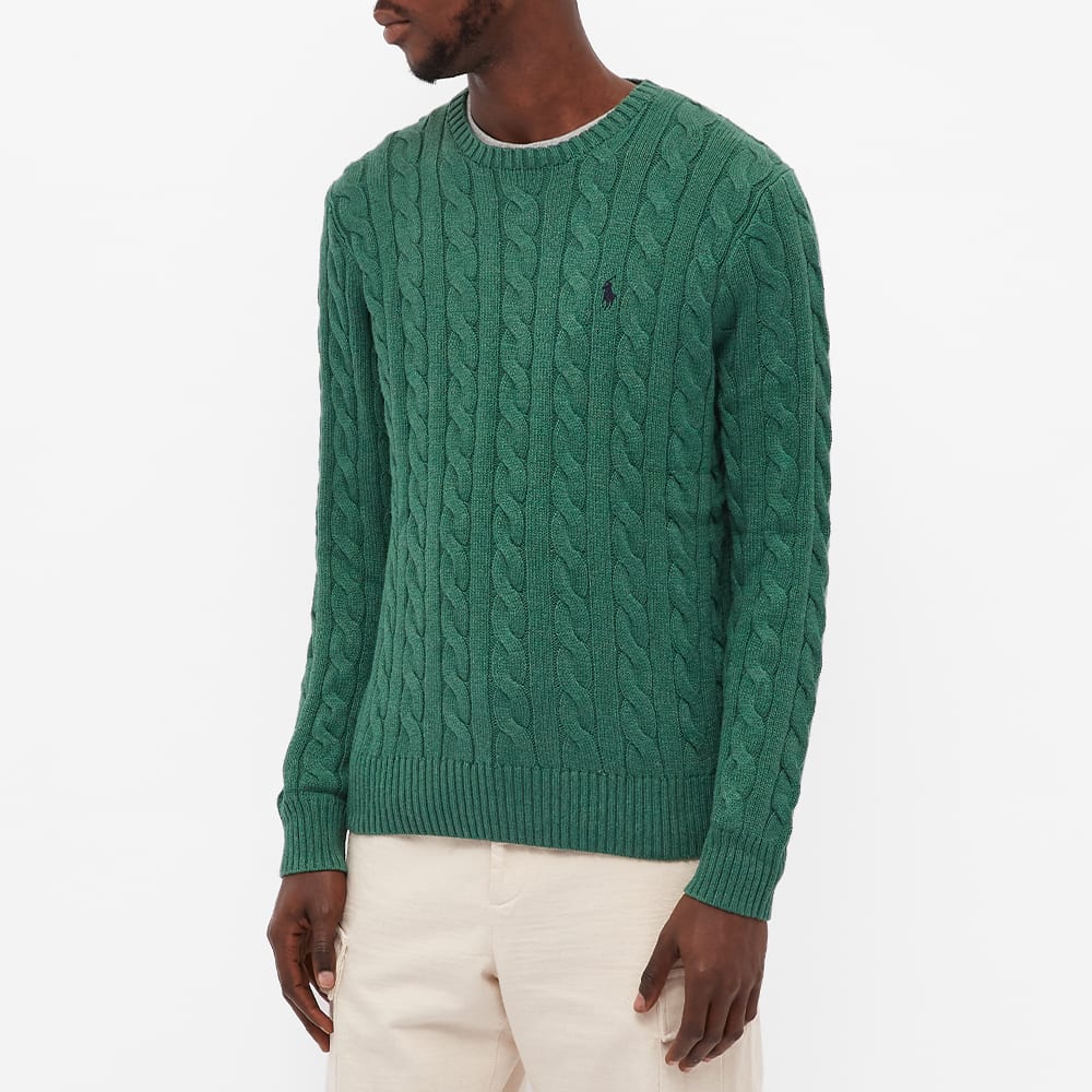 Polo Ralph Lauren Cable Crewneck Sweater — Verano Green Heather — back styled view
