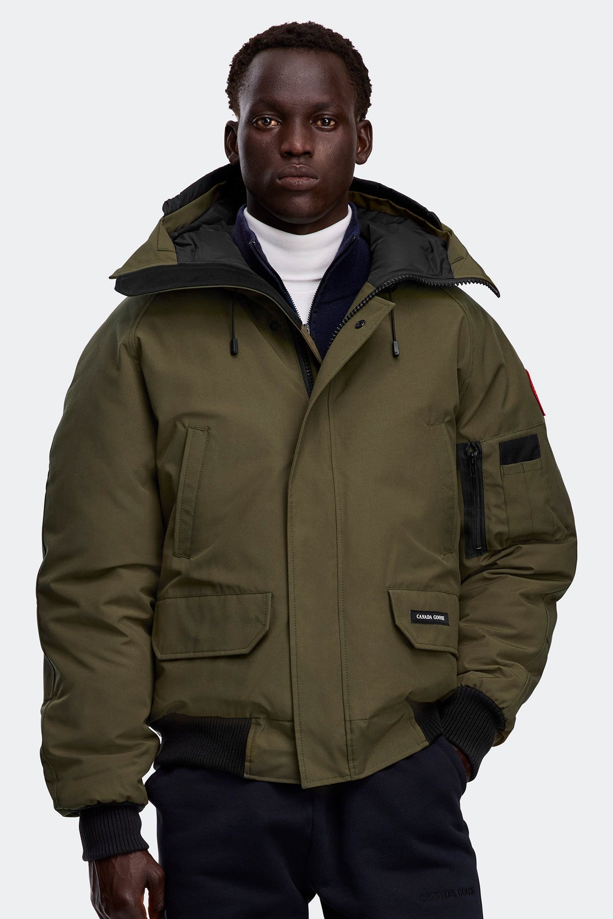 Canada Goose Chilliwack Bomber Jacket — Military Green — Front, closed