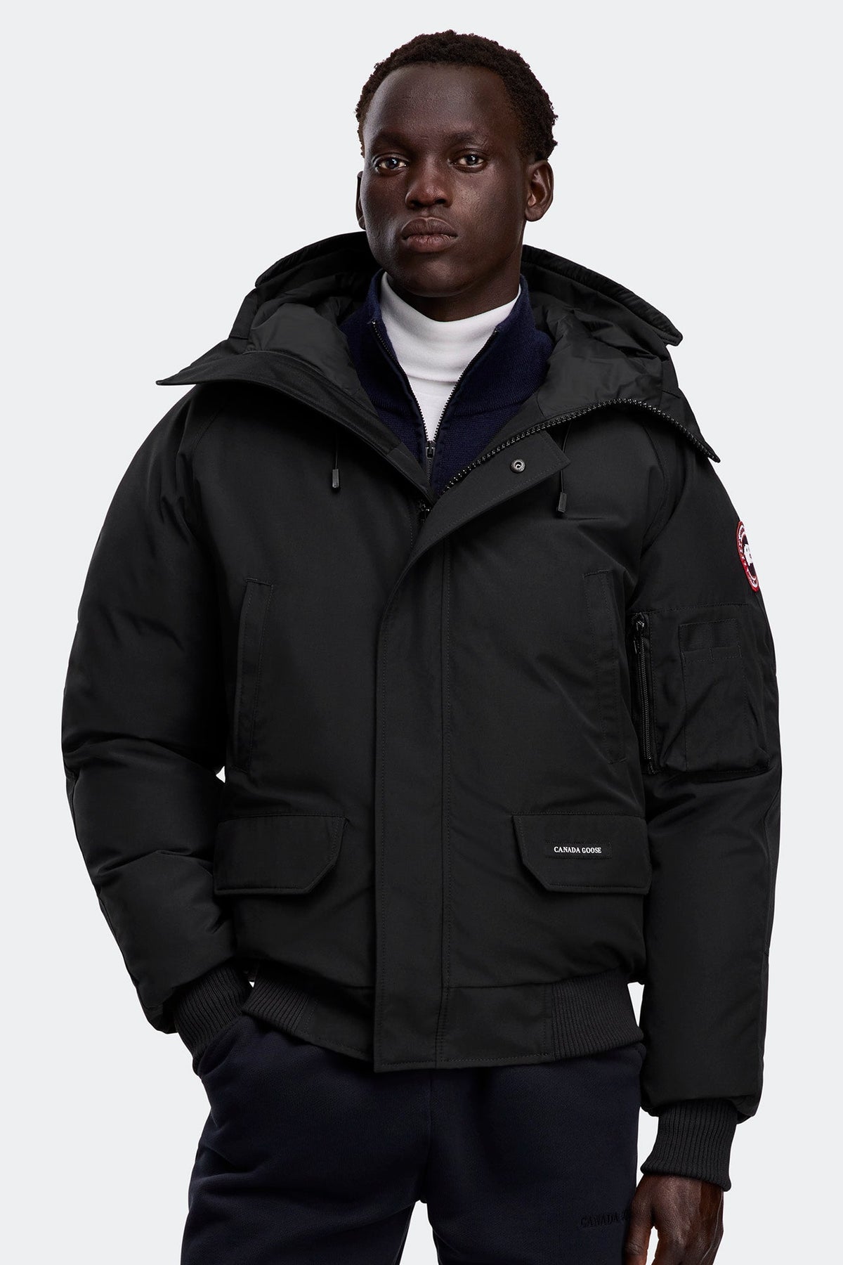 Canada Goose Chilliwack Bomber Jacket — Black — Front, closed