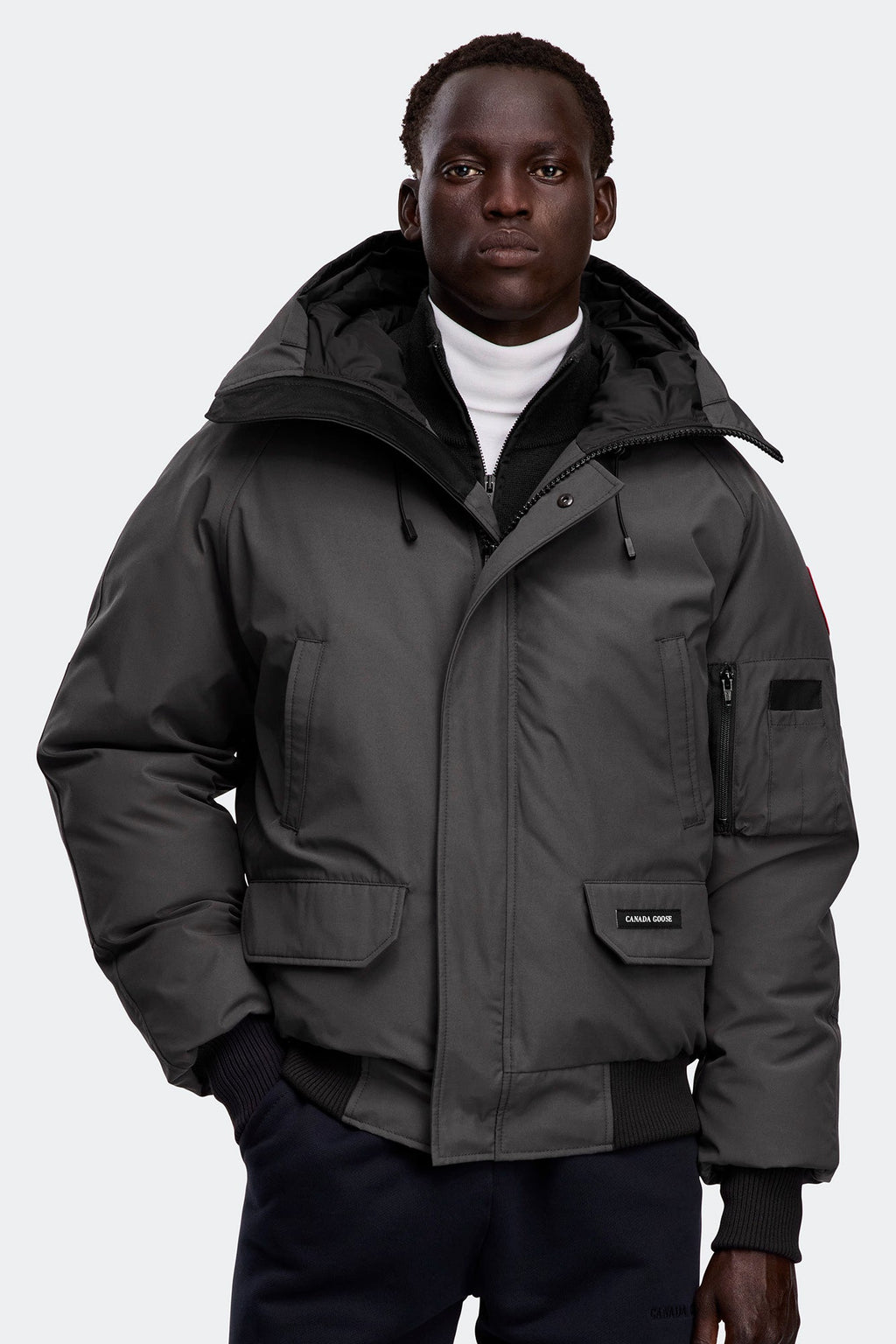 Canada Goose Chilliwack Bomber Jacket — Granite Grey — Front, closed