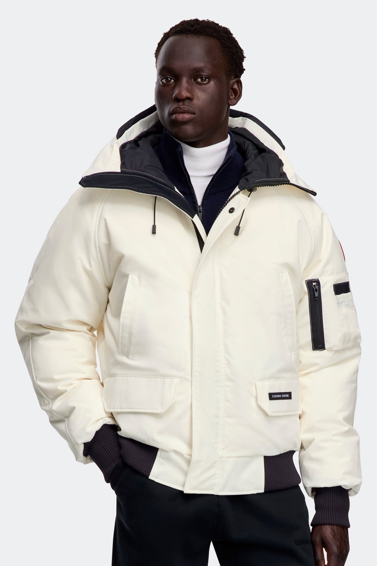 Canada Goose Chilliwack Bomber Jacket — Northstar White — Front, closed