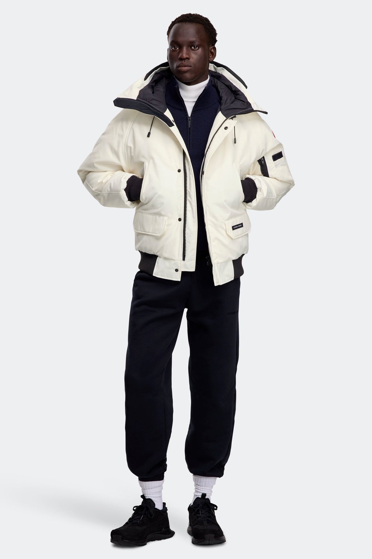 Canada Goose Chilliwack Bomber Jacket — Northstar White — Full look