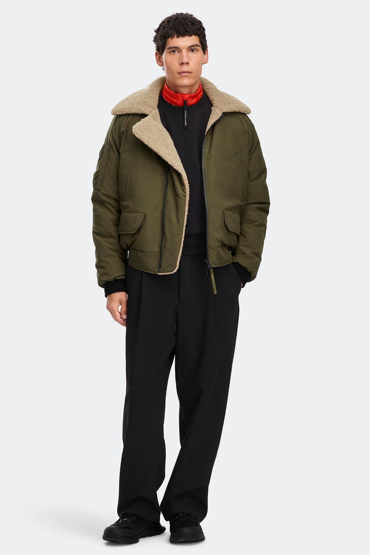 Canada Goose Chilliwack Aviator Bomber Jacket — Military Green — Full look