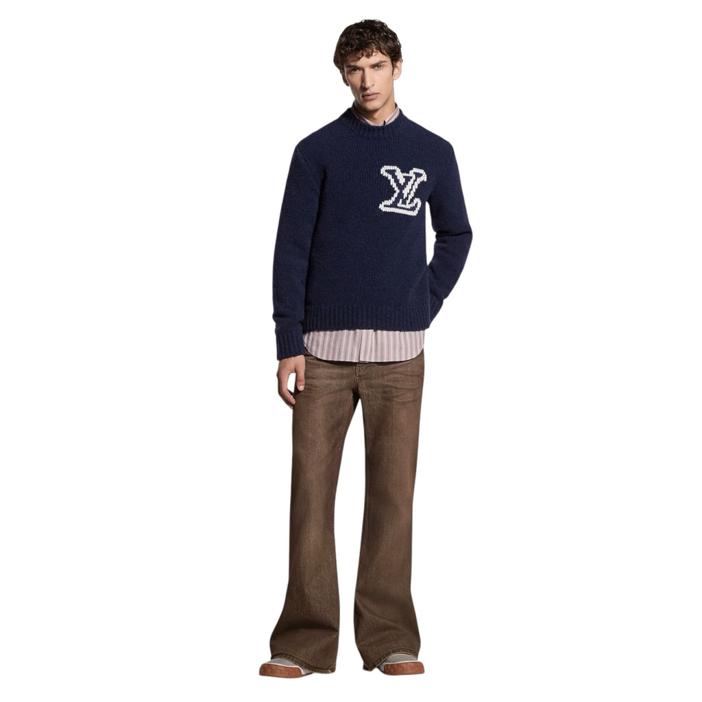 Louis Vuitton LV Intarsia Crewneck — Purple Indigo — full model
