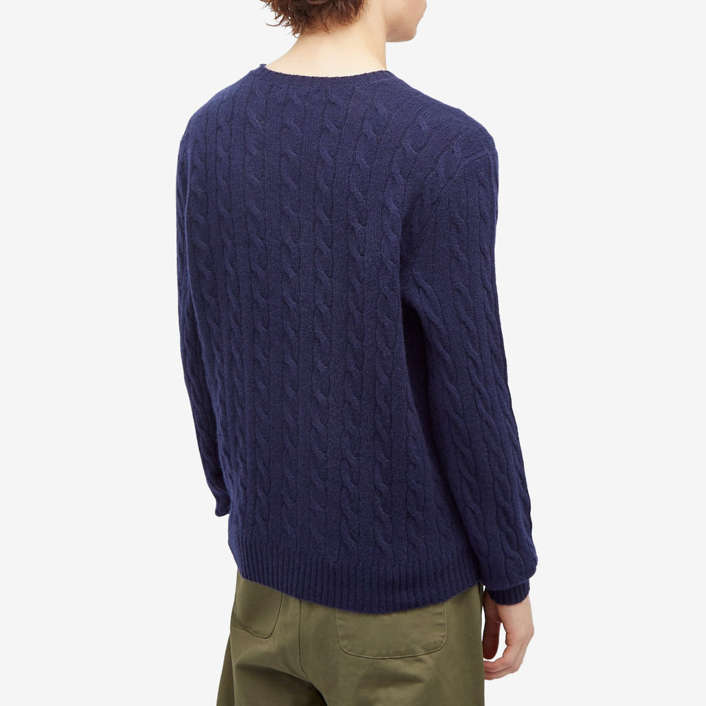 Polo Ralph Lauren Fine Cable Crewneck Sweater — Hunter Navy — back styled view