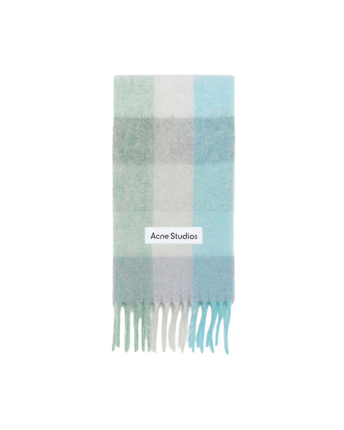 Acne Studios Checked Scarf - Turquoise / Grey / Mint Green