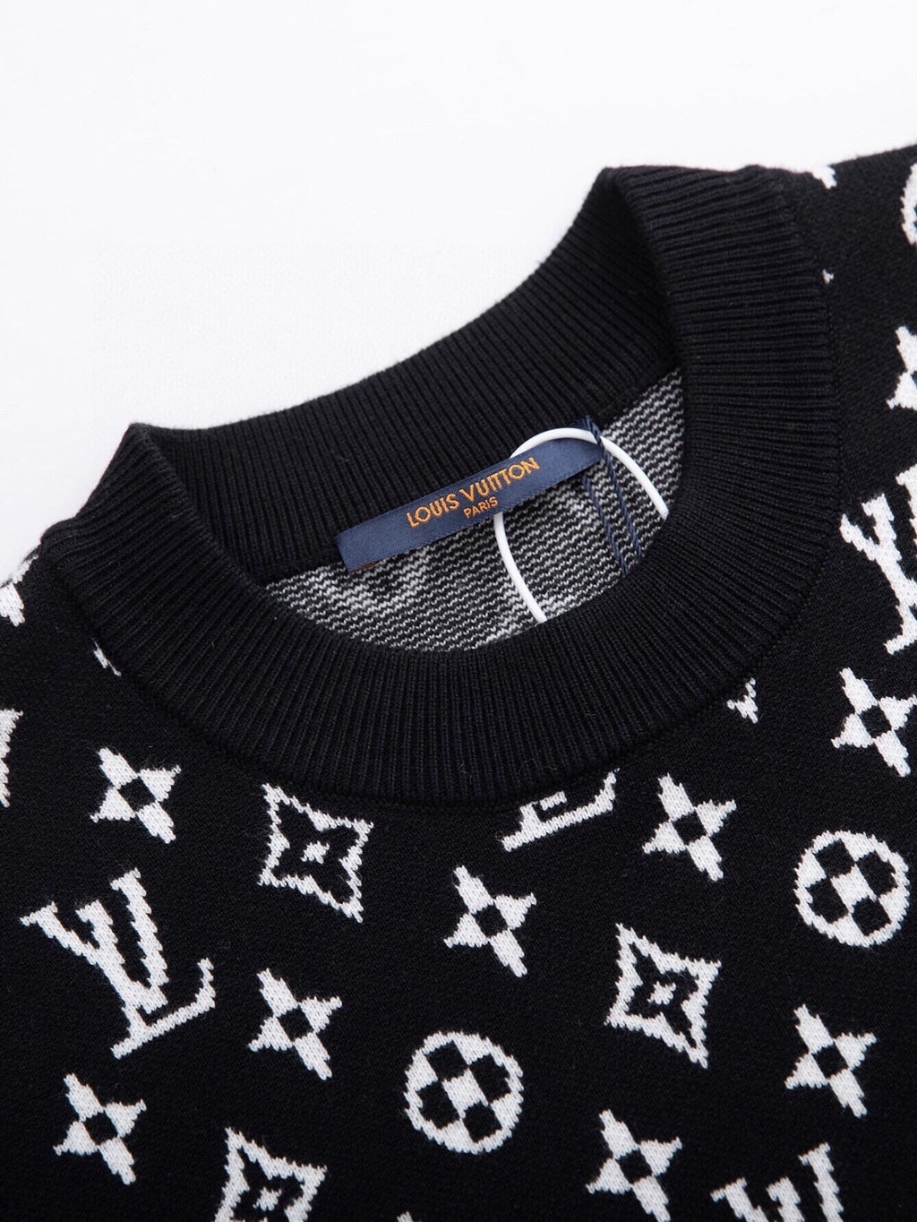 Louis Vuitton Monogram Signature Knit Sweater — Black / White — detail view