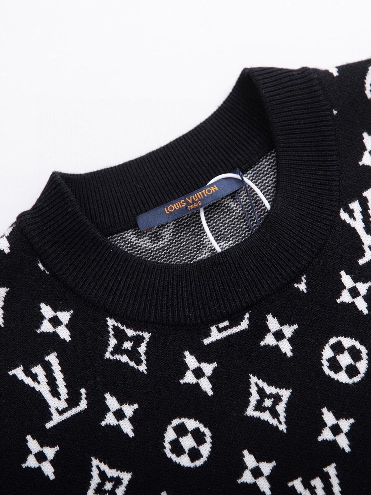 Louis Vuitton Monogram Signature Knit Sweater — Black / White — detail view
