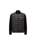 Moncler Padded Zip-Up Cotton Cardigan — Black — transparent front