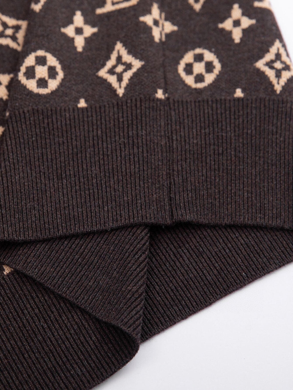 Louis Vuitton Monogram Signature Knit Sweater — Brown / Beige — detail view