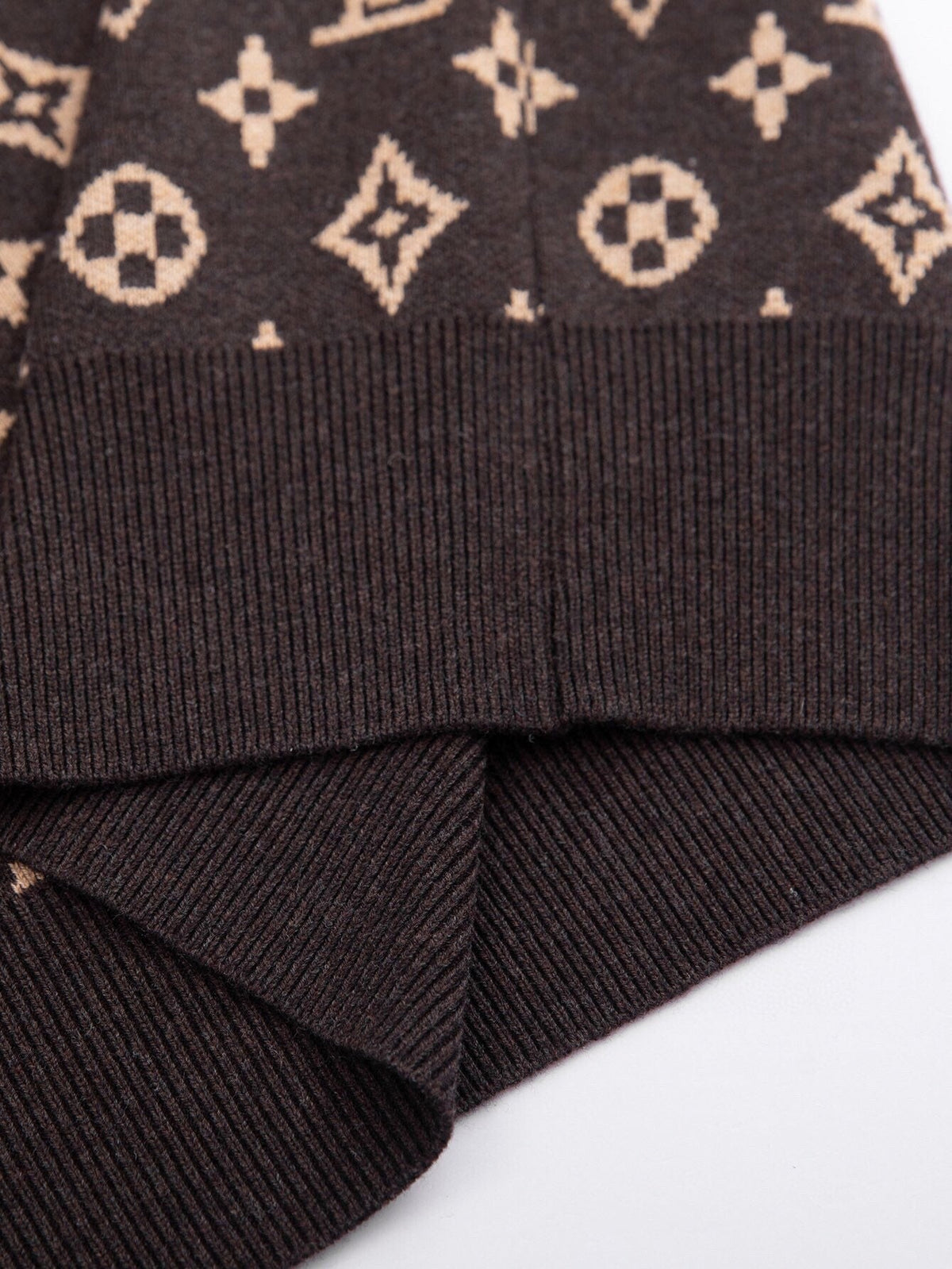 Louis Vuitton Monogram Signature Knit Sweater — Brown / Beige — detail view