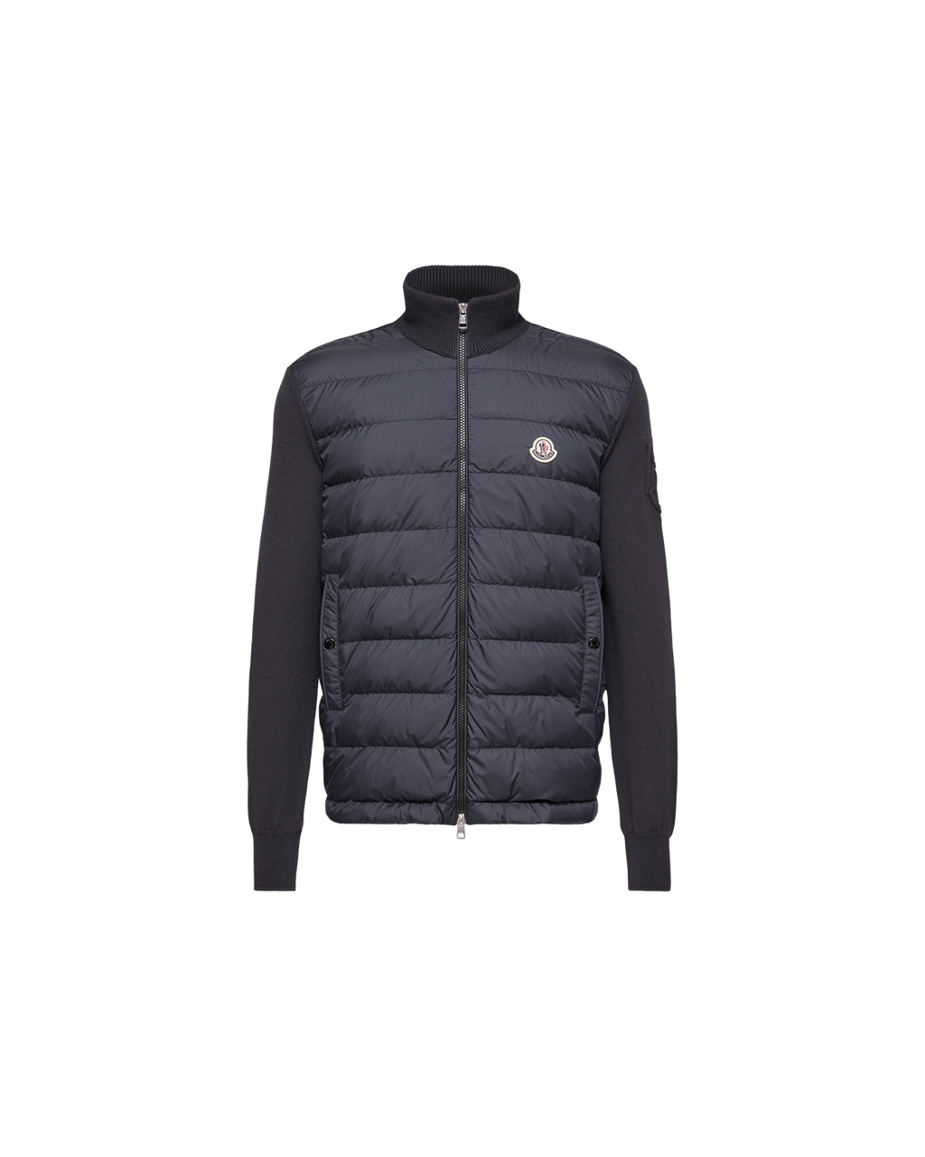 Moncler Padded Zip-Up Cotton Cardigan — Navy — transparent front