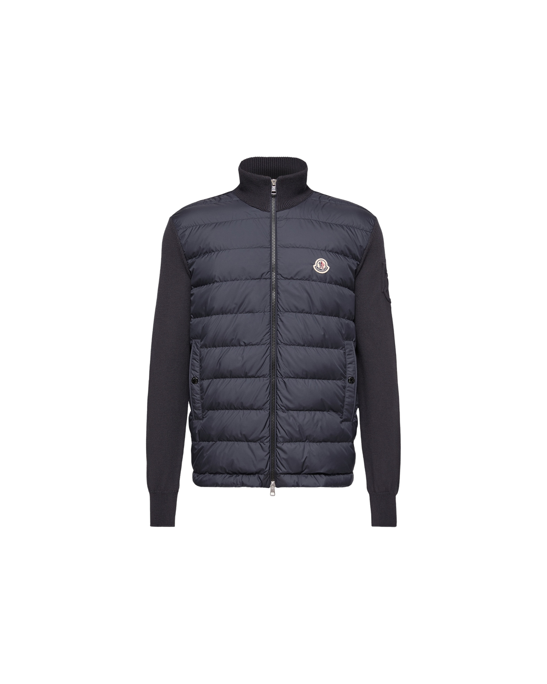 Moncler Padded Zip-Up Cotton Cardigan — Navy — transparent front