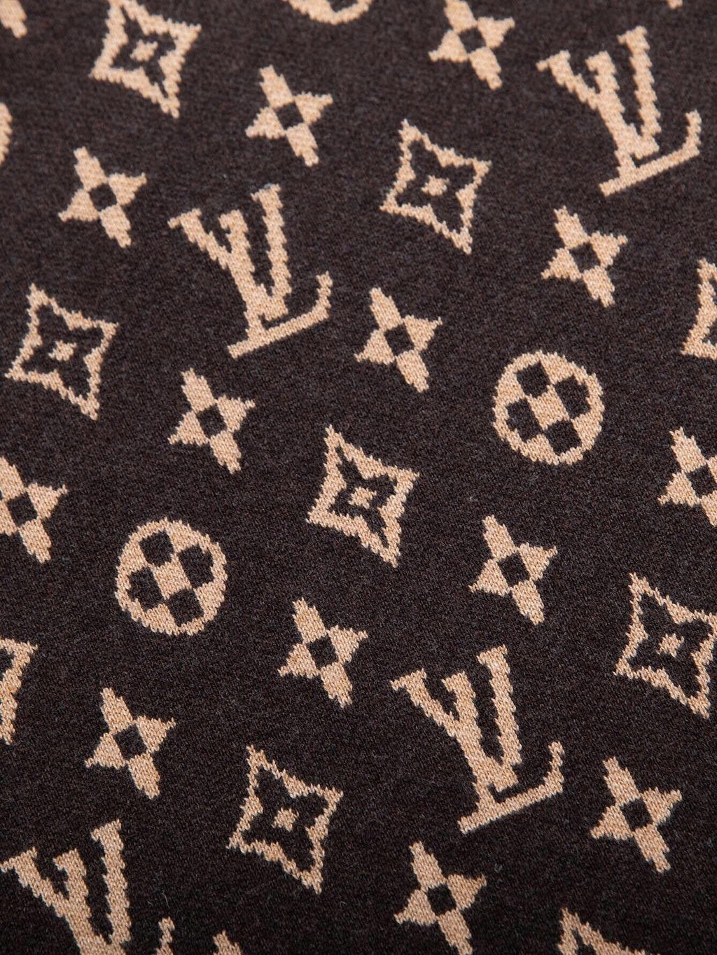 Louis Vuitton Monogram Signature Knit Sweater — Brown / Beige — detail view
