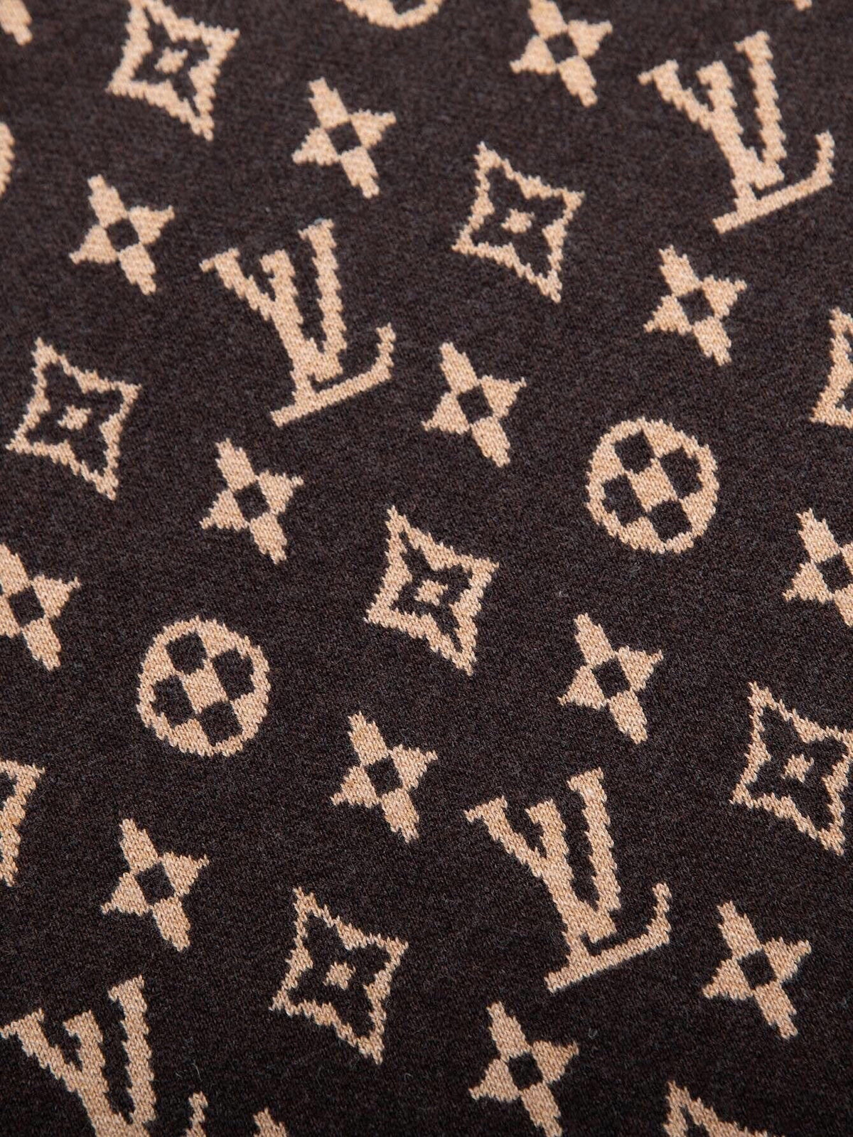 Louis Vuitton Monogram Signature Knit Sweater — Brown / Beige — detail view