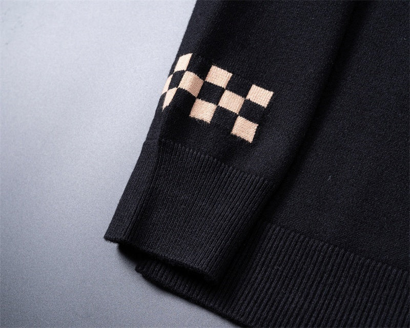 Louis Vuitton Monogram Accent Cardigan — Black / Beige — detail view