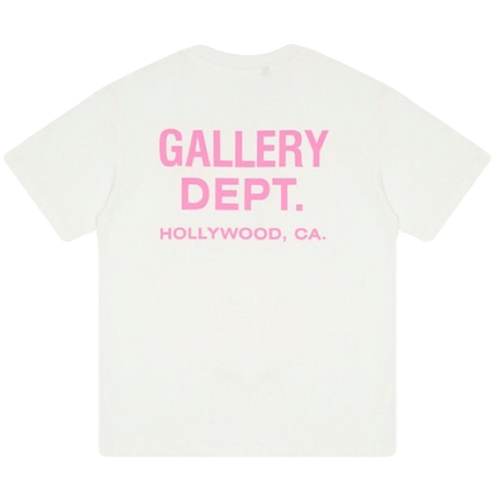GALLERY DEPT WHITE- PINK LOGO TEE