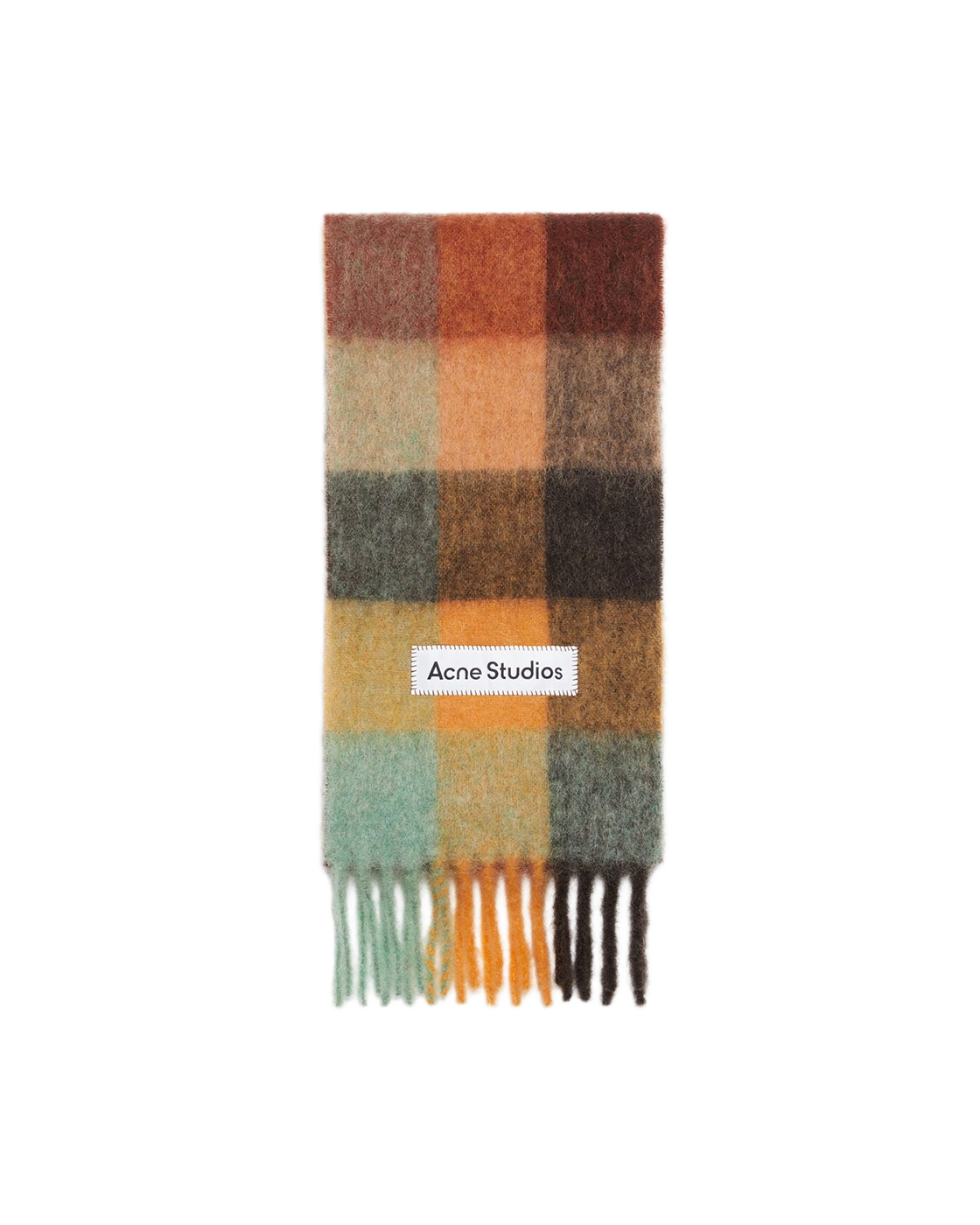Acne Studios Checked Scarf - Chestnut Brown / Yellow / Green