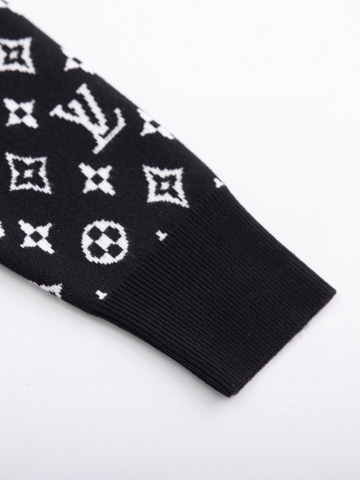 Louis Vuitton Monogram Signature Knit Sweater — Black / White — detail view