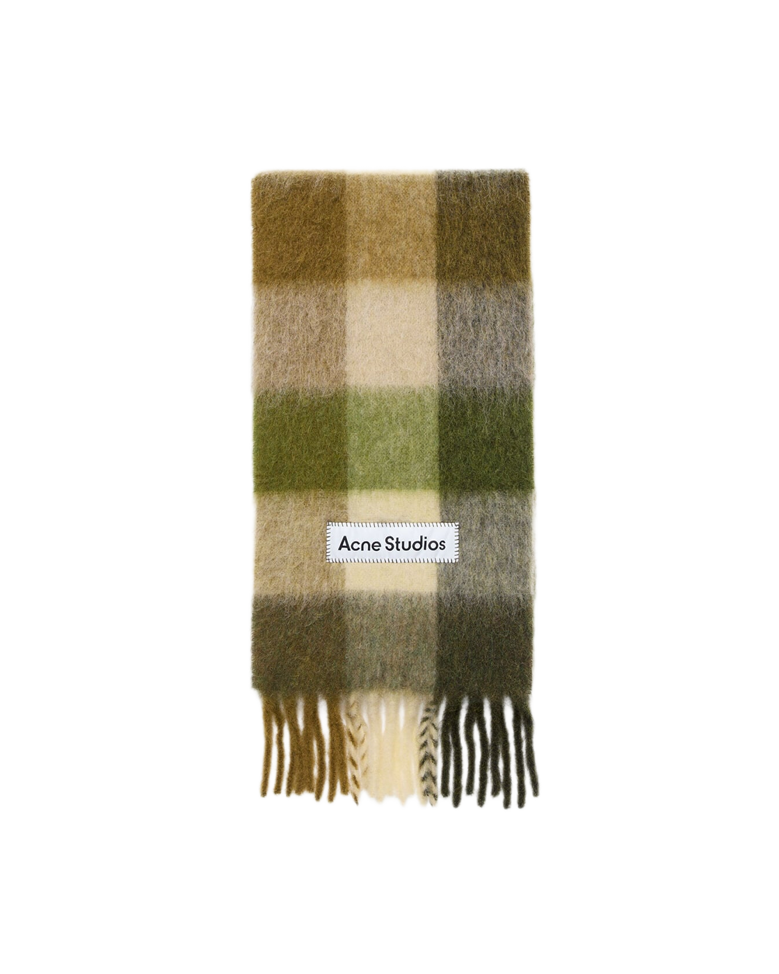 Acne Studios Checked Scarf - Khaki / Cream / Dark Green