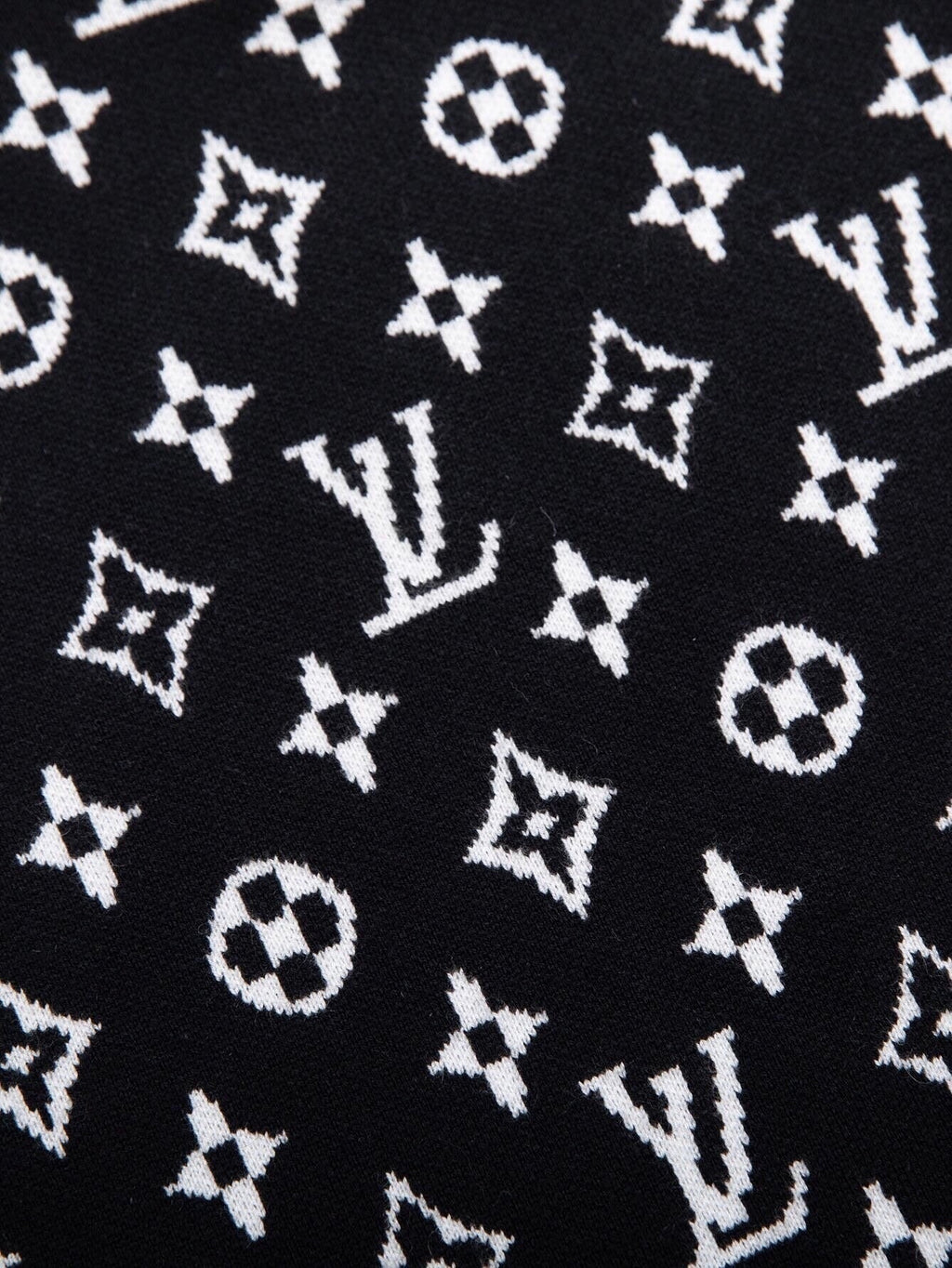 Louis Vuitton Monogram Signature Knit Sweater — Black / White — detail view