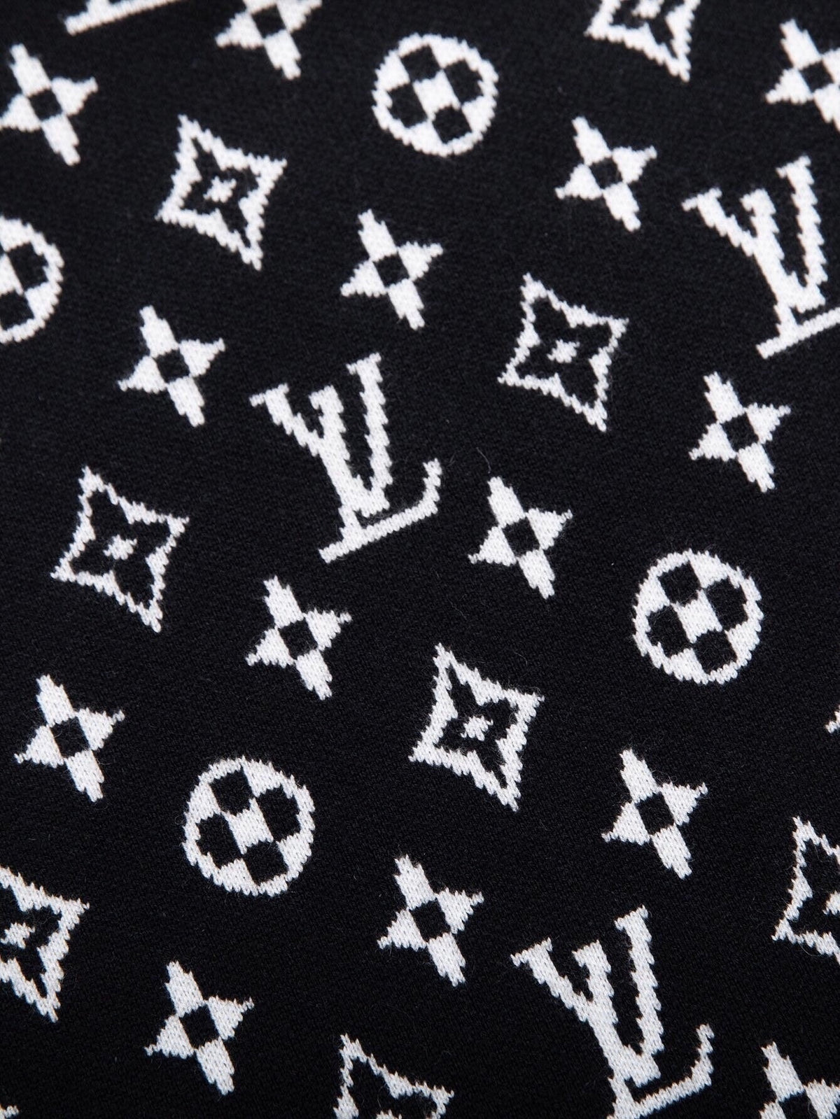 Louis Vuitton Monogram Signature Knit Sweater — Black / White — detail view
