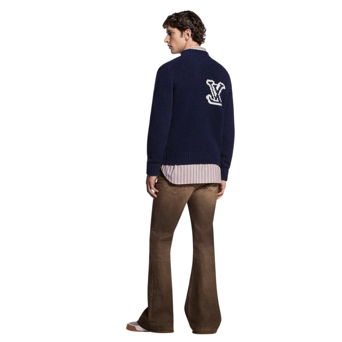 Louis Vuitton LV Intarsia Crewneck — Purple Indigo — back model