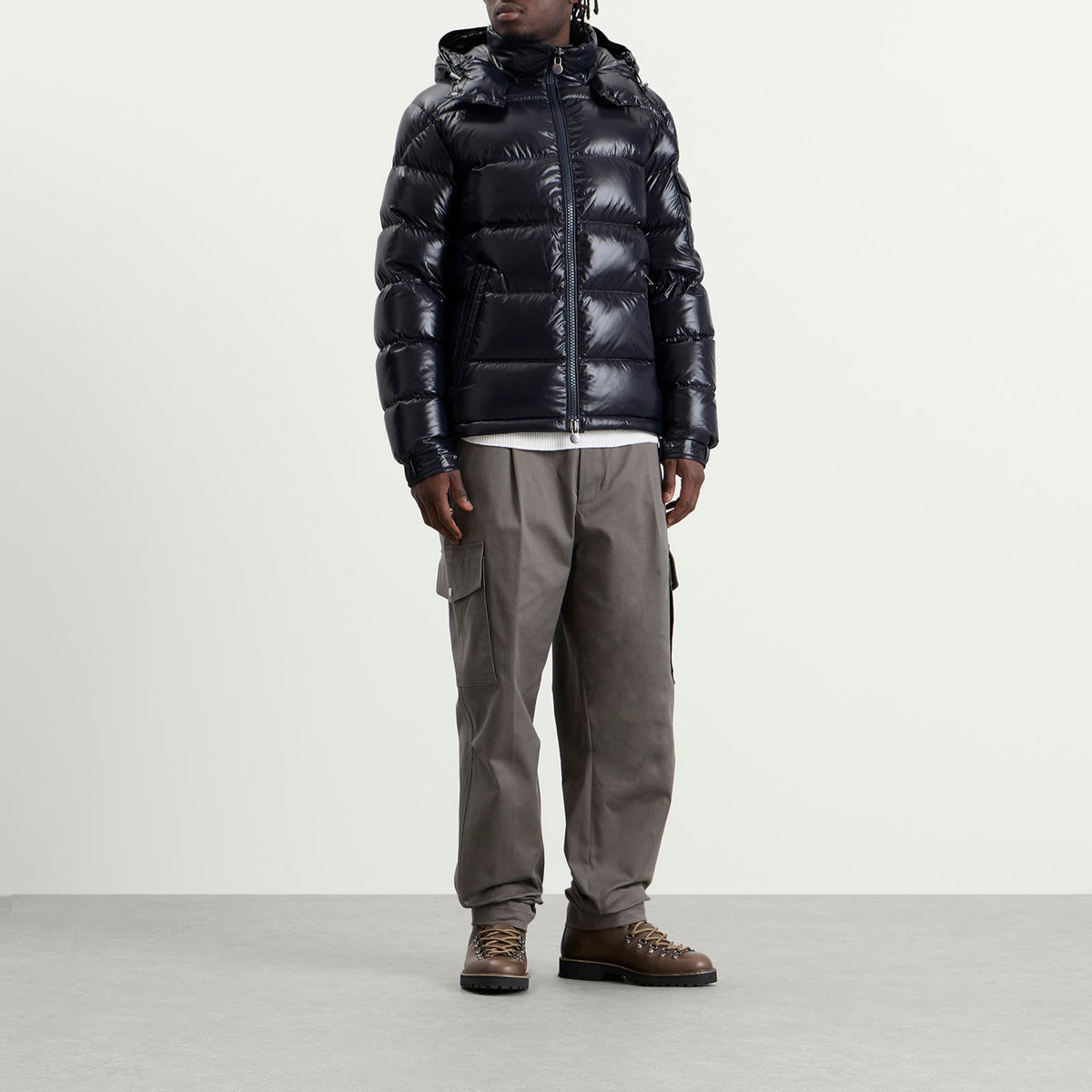 Moncler Maya Glossy Down Jacket — Navy — product view 4
