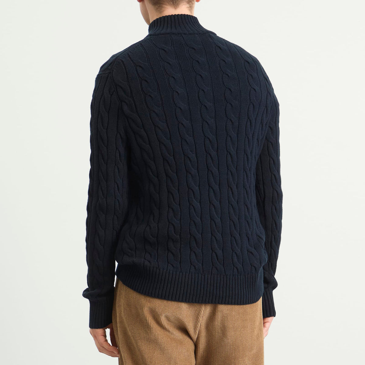 Polo Ralph Lauren Cable Half-Zip Sweater — Hunter Navy — back styled view