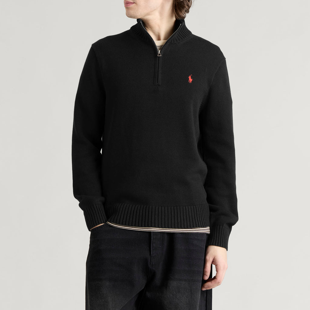 Polo Ralph Lauren Half Zip Sweater — Polo Black — styled view