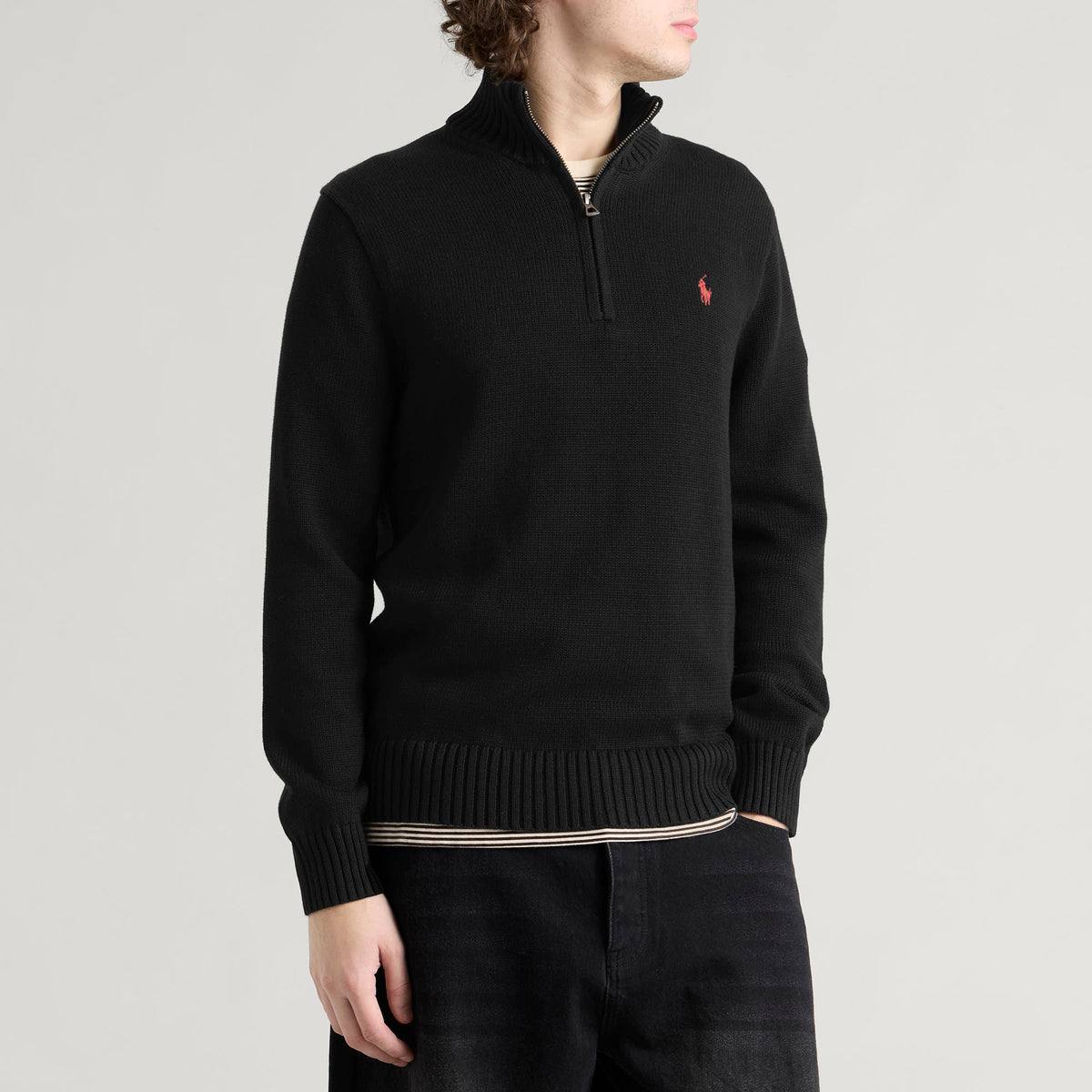 Polo Ralph Lauren Half Zip Sweater — Polo Black — styled view