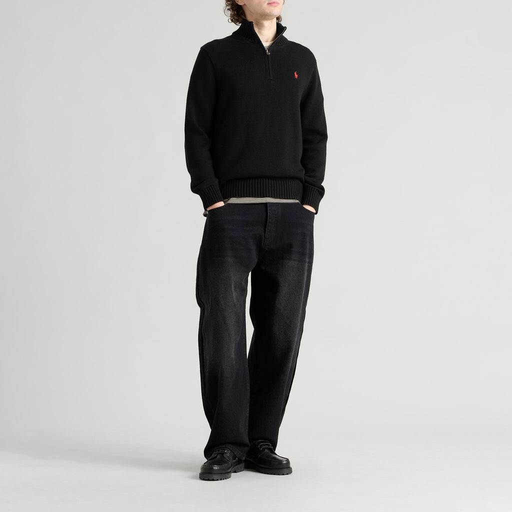 Polo Ralph Lauren Half Zip Sweater — Polo Black — styled view