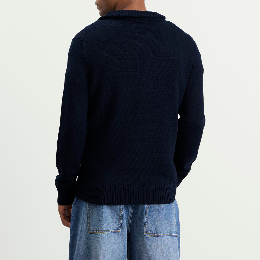 Polo Ralph Lauren Half Zip Sweater — Hunter Navy — back styled view