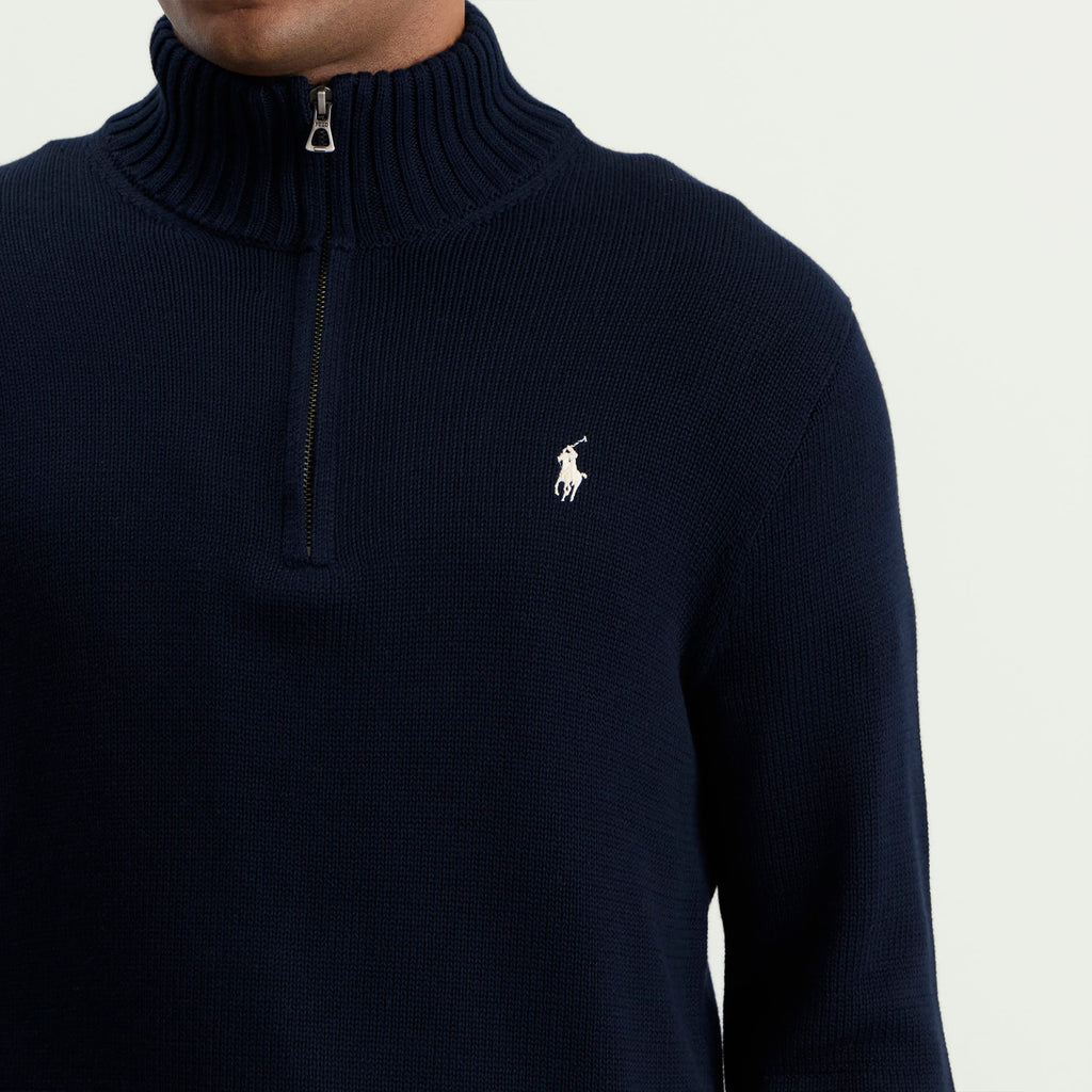 Polo Ralph Lauren Half Zip Sweater — Hunter Navy — styled view