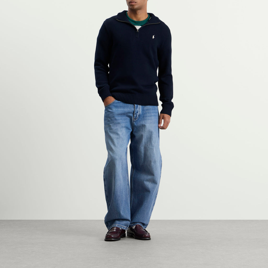 Polo Ralph Lauren Half Zip Sweater — Hunter Navy — styled view