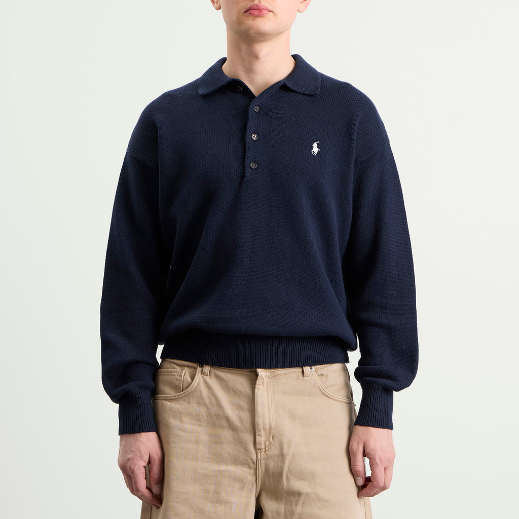Polo Ralph Lauren American Flag Knit Polo Sweater — Navy Combo — styled view