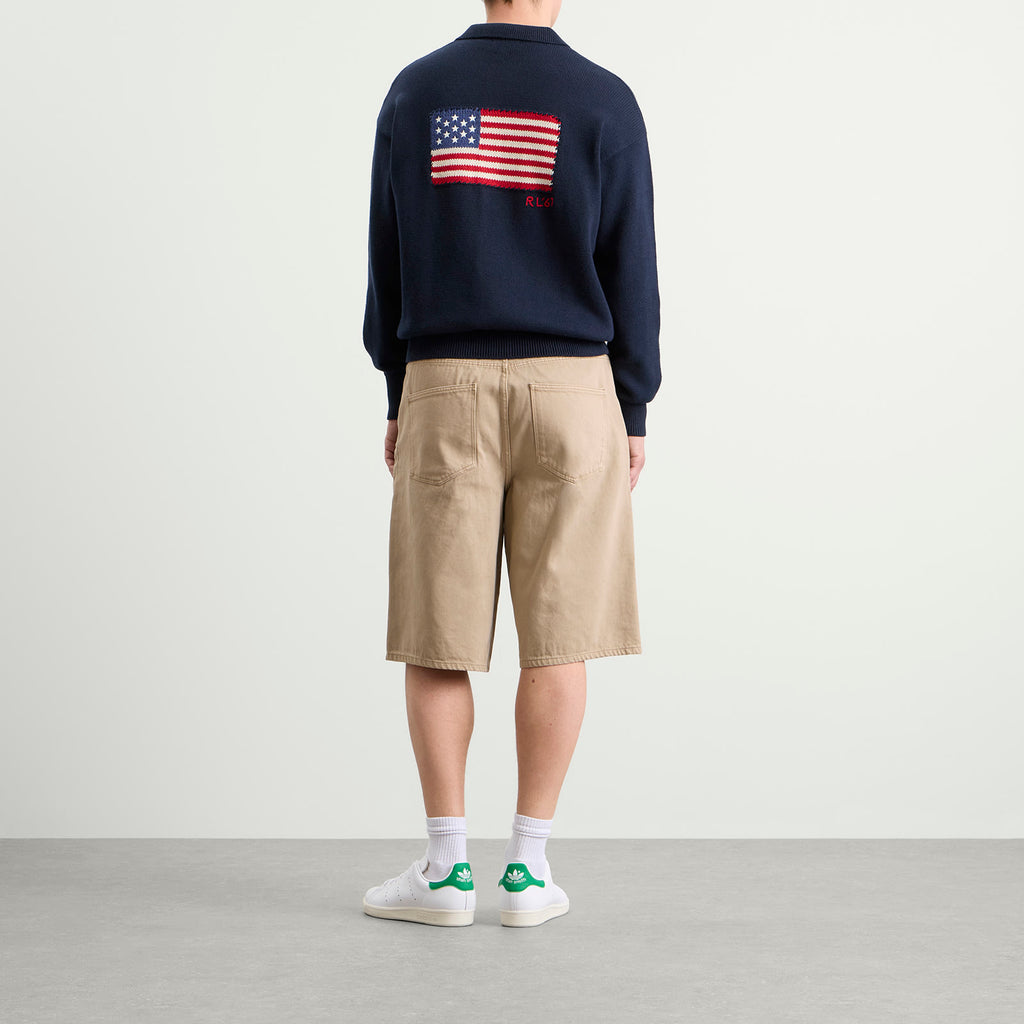 Polo Ralph Lauren American Flag Knit Polo Sweater — Navy Combo — styled view