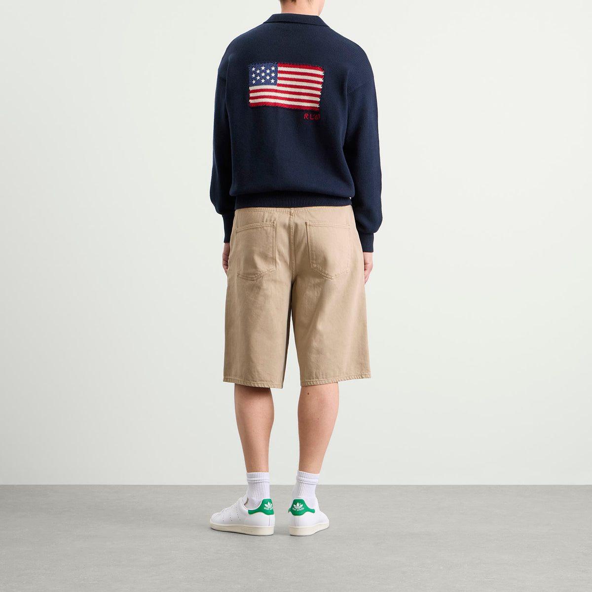 Polo Ralph Lauren American Flag Knit Polo Sweater — Navy Combo — styled view
