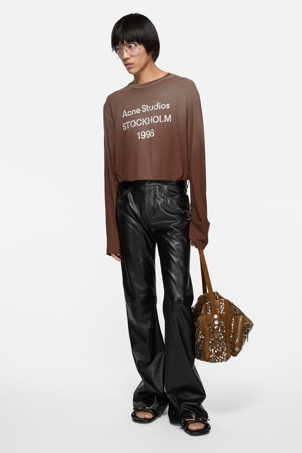 ACNE STUDIOS STOCKHOLM 1996 LONG-SLEEVE T-SHIRT — CHOCOLATE BROWN — styled view