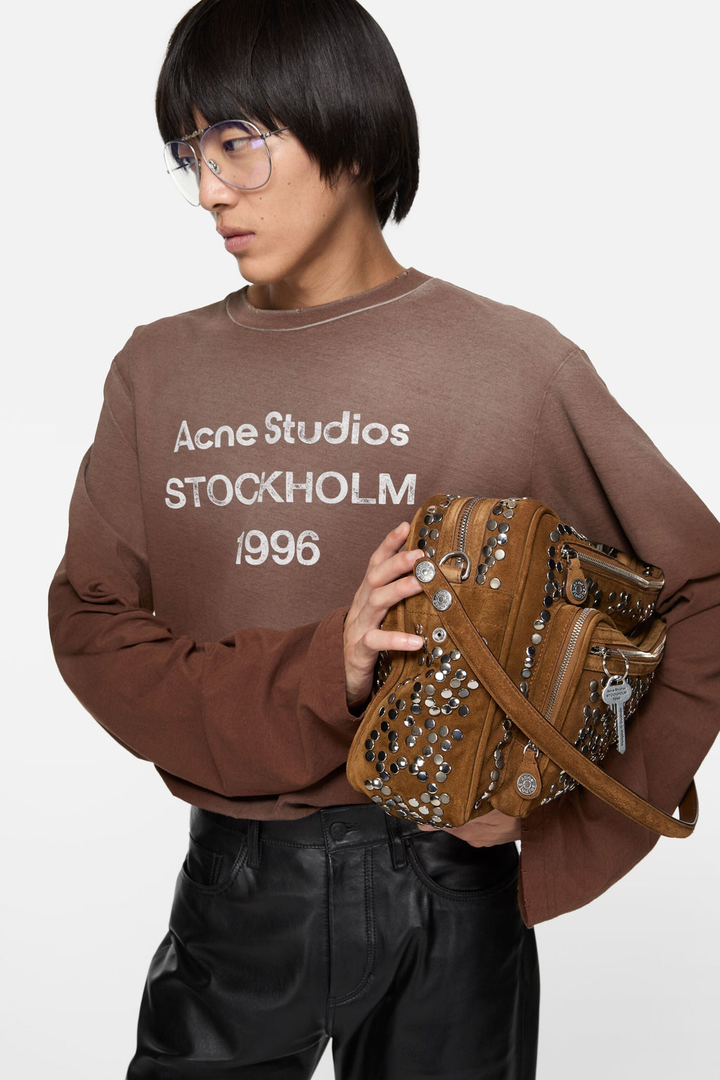 ACNE STUDIOS STOCKHOLM 1996 LONG-SLEEVE T-SHIRT — CHOCOLATE BROWN — styled view