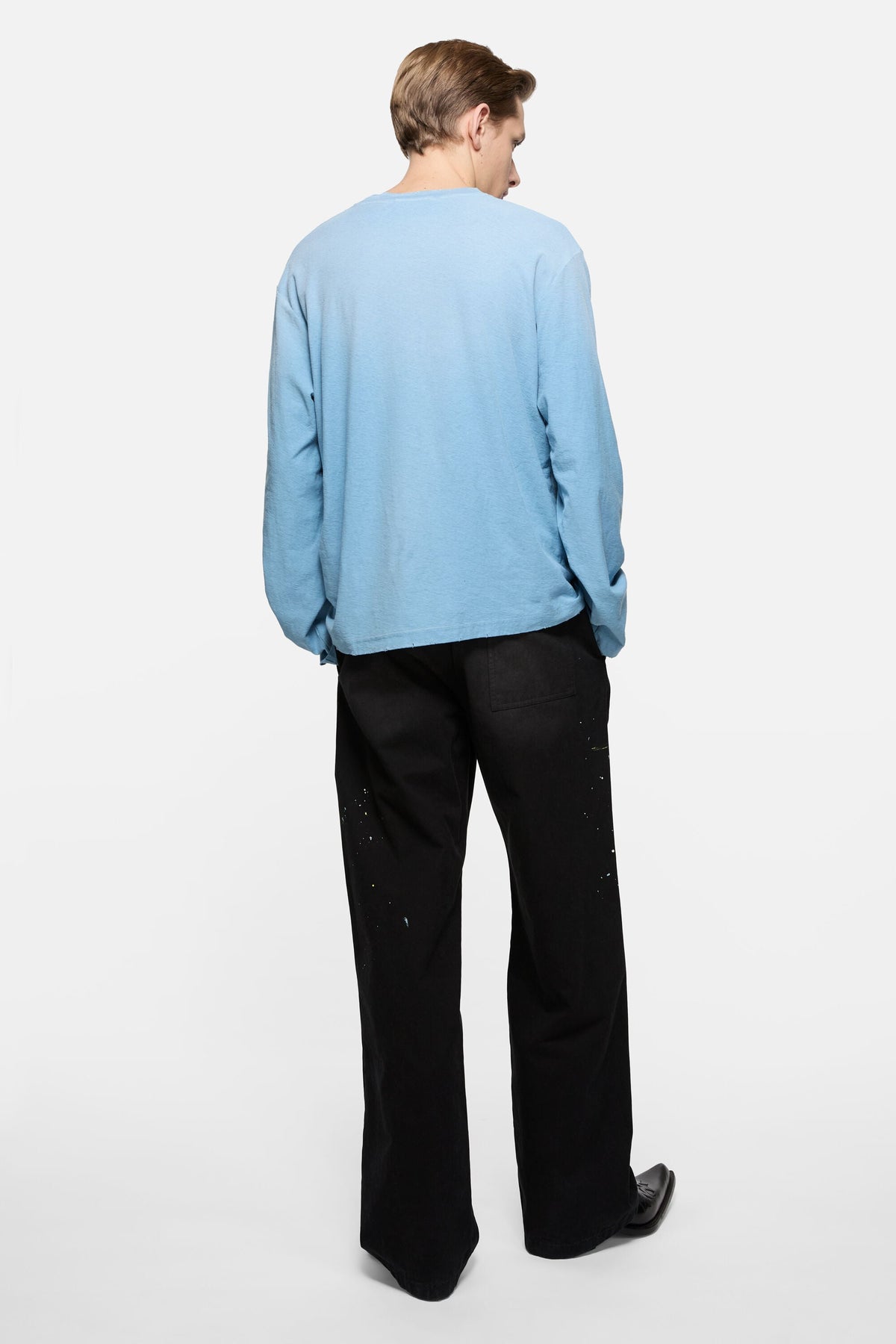 ACNE STUDIOS STOCKHOLM 1996 LONG-SLEEVE T-SHIRT — CORNFLOWER BLUE — styled view