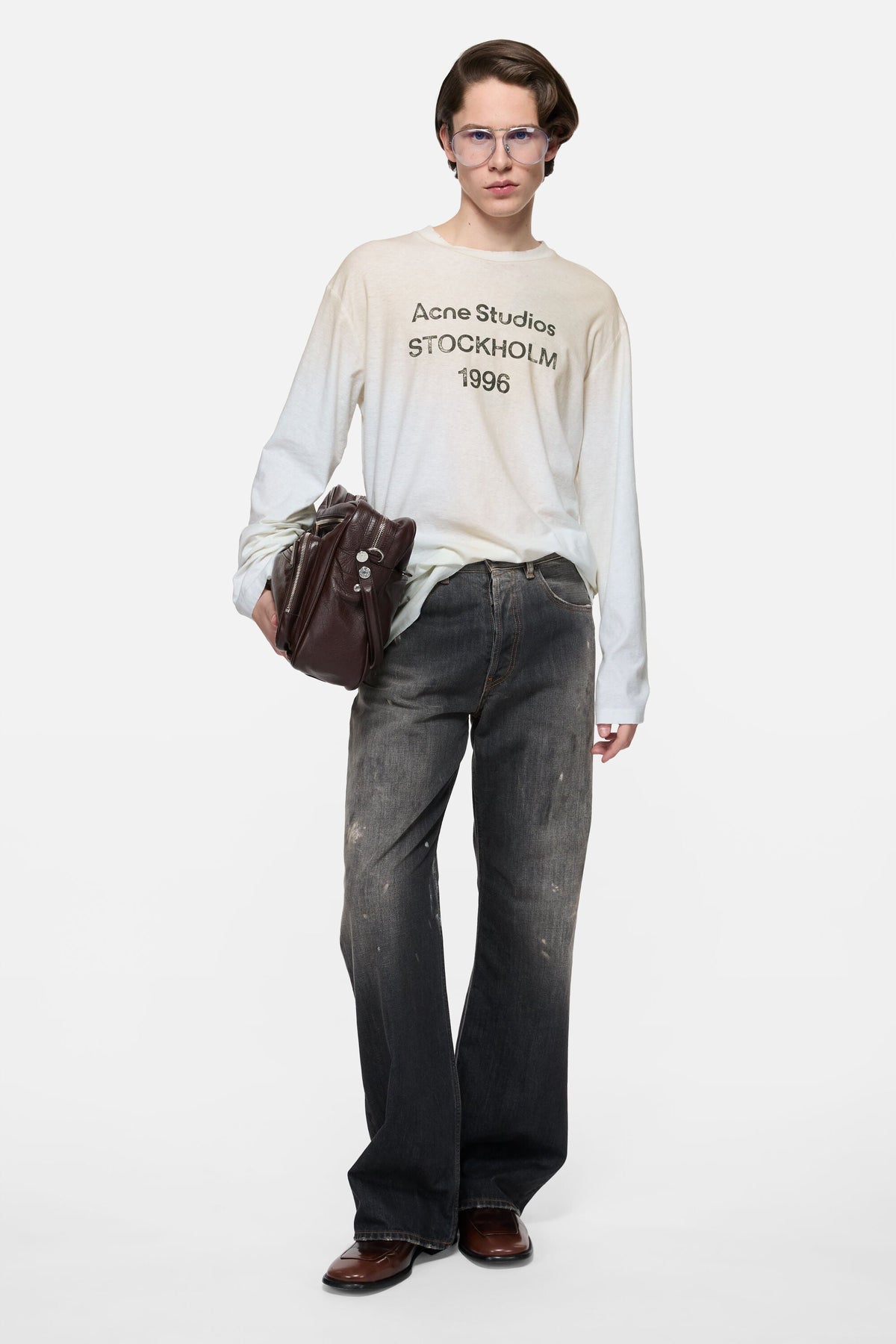 ACNE STUDIOS STOCKHOLM 1996 LONG-SLEEVE T-SHIRT — DUSTY WHITE — styled view