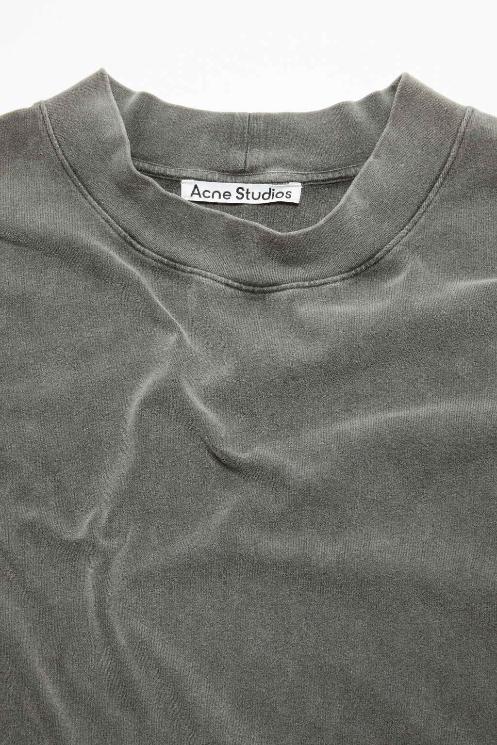 ACNE STUDIOS RUBBER LOGO LONG-SLEEVE T-SHIRT — FADED BLACK — detail