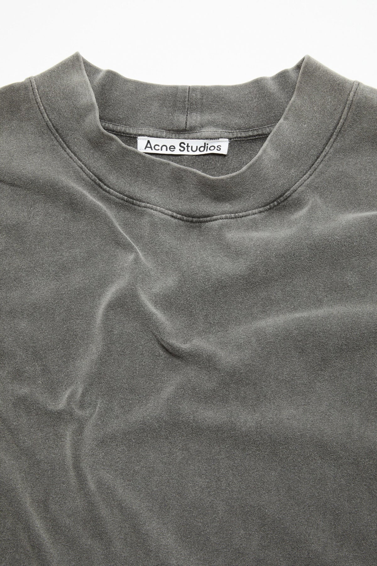 ACNE STUDIOS RUBBER LOGO LONG-SLEEVE T-SHIRT — FADED BLACK — detail