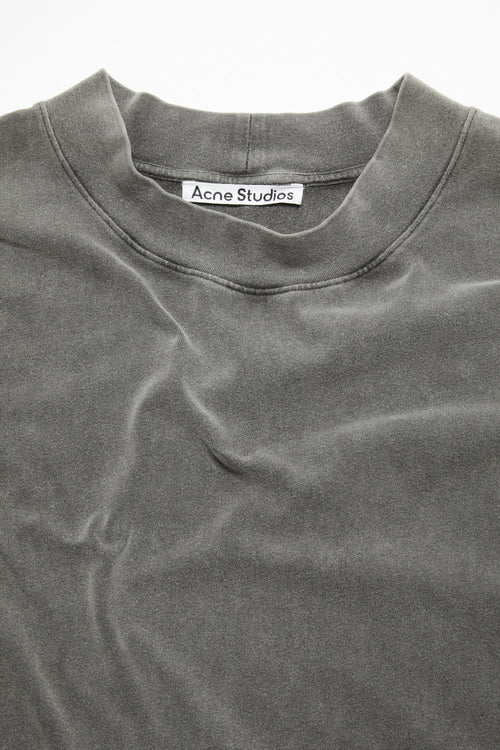 ACNE STUDIOS RUBBER LOGO LONG-SLEEVE T-SHIRT — FADED BLACK — detail